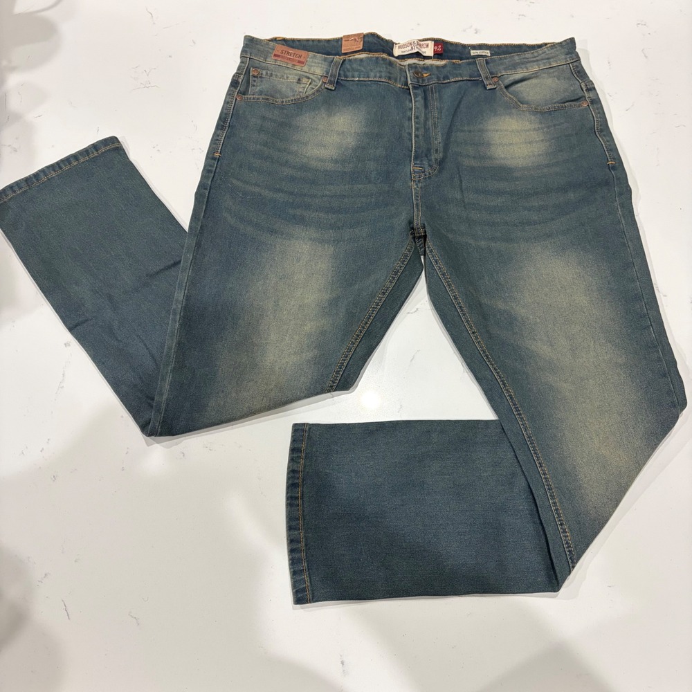 Hudson & Barrow NYC Men Slim Stretch Jeans Smoke Blue NWT Size 42 x 31 Baggy Y2K